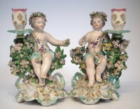 Lot 155 - Matched pair of Derby candlesticks circa 1780