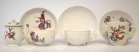 Lot 190 - Three continental cups and saucers and a custard cup and over.