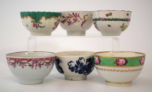 Lot 191 - Six English porcelain teabowls 1770 -1800, by