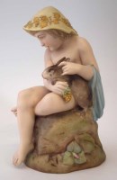 Lot 198 - Copeland painted parian Boy with a Rabbit