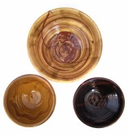 Lot 229 - Clive Bowen (1943-) two bowls and one other terracotta slipware