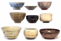 Lot 298 - Nine Studio Pottery bowls, mostly unmarked or