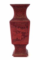 Lot 316 - A 19th century Chinese cinnabar lacquer square section vase