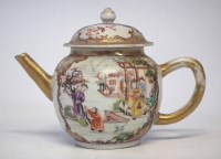 Lot 322 - Chinese teapot, painted with figures in a famille