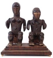 Lot 229 - Guro- Yaure Ancestral couple, with pinned moving arms, 38cm high