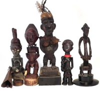 Lot 248 - Congo fetish figure, three Songye figures and a