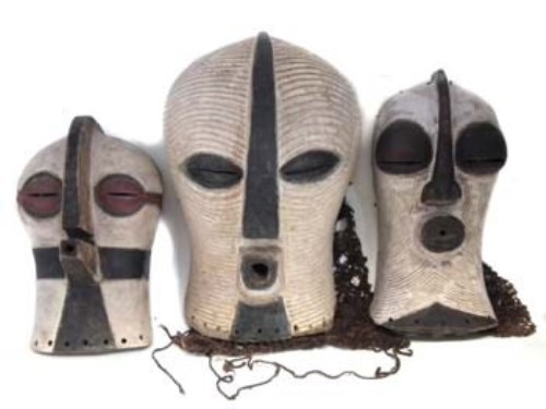 Lot 265 - Three Songye Kifwebe masks, the largest measures