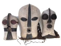 Lot 265 - Three Songye Kifwebe masks, the largest measures