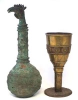 Lot 280 - Brass or Bronze bird head ritual vessel probably