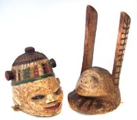 Lot 302 - Yoruba Apasa mask and one other painted helmet