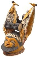 Lot 36 - Yoruba Egungun Rabbit helmet mask, 54cm high