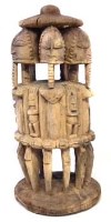 Lot 58 - Dogon figural post carved with five figures 60cm