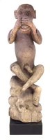 Lot 60 - Carved figure of a Monkey covering his nose, 80cm