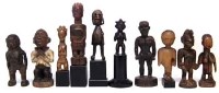 Lot 80 - Ten African figures carved in various tribal styles, the largest measures 20cm high