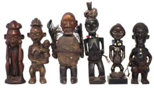 Lot 83 - Six figures carved in the Teke, Yaka, Luba, Lulua