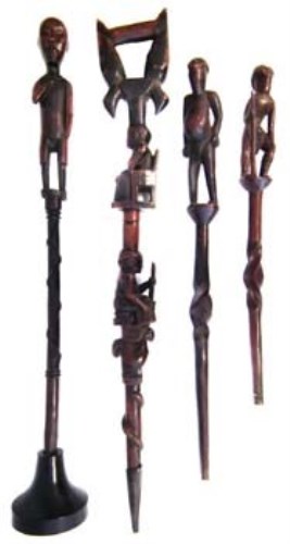Lot 117 - Four ceremonial staffs, one inscribed 'MAPA MbA'
