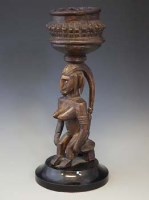 Lot 10 - Bamana Jo figural cup, 39cm high excluding base.