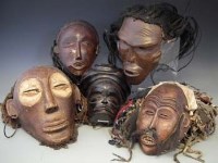 Lot 20 - Five Chokwe / Angola masks, the largest measures