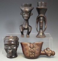 Lot 56 - Kuba anthropomorphic janus cup, together with a