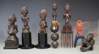 Lot 58 - Two Luba / Hemba figures and a comb and rattle