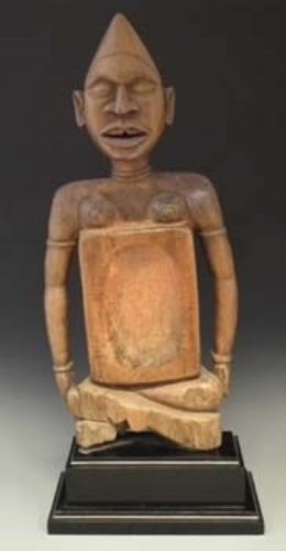 Lot 66 - Yombe figural divination tablet or bowl, 78cm