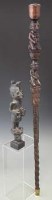 Lot 68 - Yoruba staff, carved with two figures, inscribed