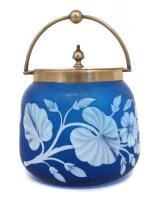 Lot 63 - Cameo glass biscuit barrel probably Thomas Webb.
