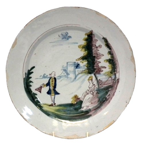 Lot 73 - Delft charger possibly Bristol, painted with a