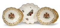 Lot 82 - Pair of Armorial crested shell dishes and one