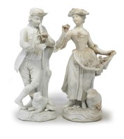 Lot 84 - Pair of Meissen biscuit porcelain figures