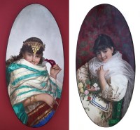 Lot 88 - Pair of oval plaques painted with protraits of