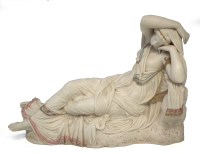 Lot 91 - Royal Worcester Parian reclining lady possibly
