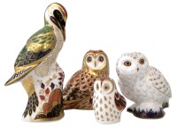 Lot 105 - Four Royal Crown Derby bird paperweights