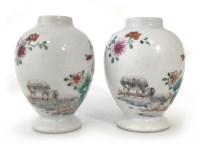 Lot 153 - Pair of Chinese export porcelain vases, painted