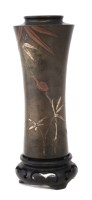 Lot 159 - Japanese bronze inlaid vase and stand.