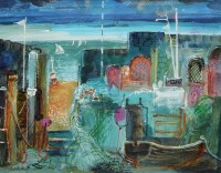 Lot 337 - Judith Moy, Harbour Walls, acrylic.