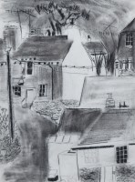 Lot 399 - Julian Dyson, St. Mawes, charcoal drawing.