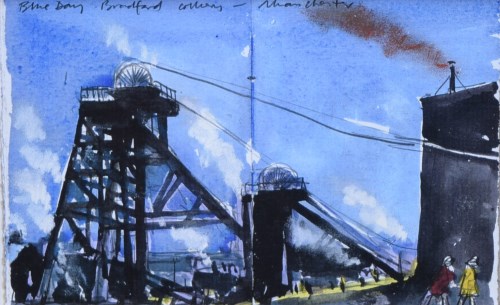 Lot 437 - After Harold Riley, Blue Day, Bradford Colliery, Manchester and others, colour prints (5).
