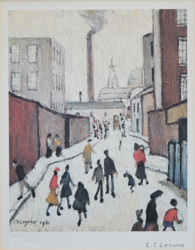 Lot 449 - After L.S. Lowry, Street Scene, signed print.