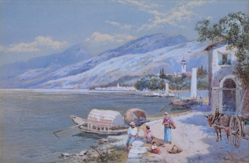 Lot 495 - Charles Rowbotham, Near Bellagio, Lake Como, watercolour.