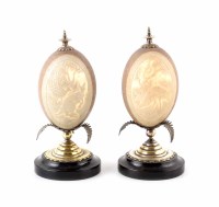 Lot 13 - A pair of 19th century, Australian cameo carved Emu eggs