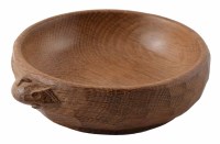 Lot 18 - A Robert Mouseman Thompson of Kilburn oak adzed nut bowl.