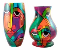 Lot 123 - Two art glass vases signed Bilbo, coloured with
