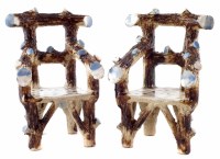 Lot 138 - Pair of Scottish pottery chairs, Piere Pons?