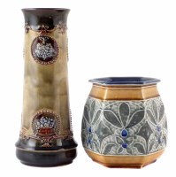 Lot 183 - Royal Doulton stoneware vase and one other.