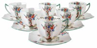 Lot 187 - Six Shelley Queen Anne shape cups and saucers