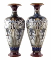 Lot 188 - Pair of Royal Doulton stoneware vases.
