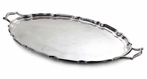 Lot 256 - A large 2-handled oval silver tray
