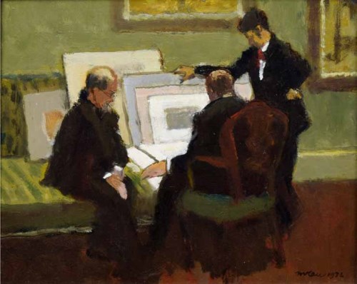 Lot 380 - Charles McCall, The Art Dealers, oil.