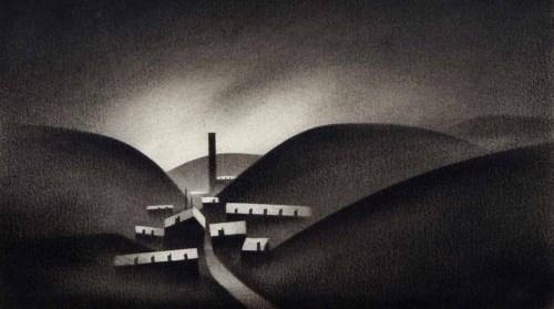 Lot 470 - Trevor Grimshaw, Landscape with Curves and Rectangles, charcoal.